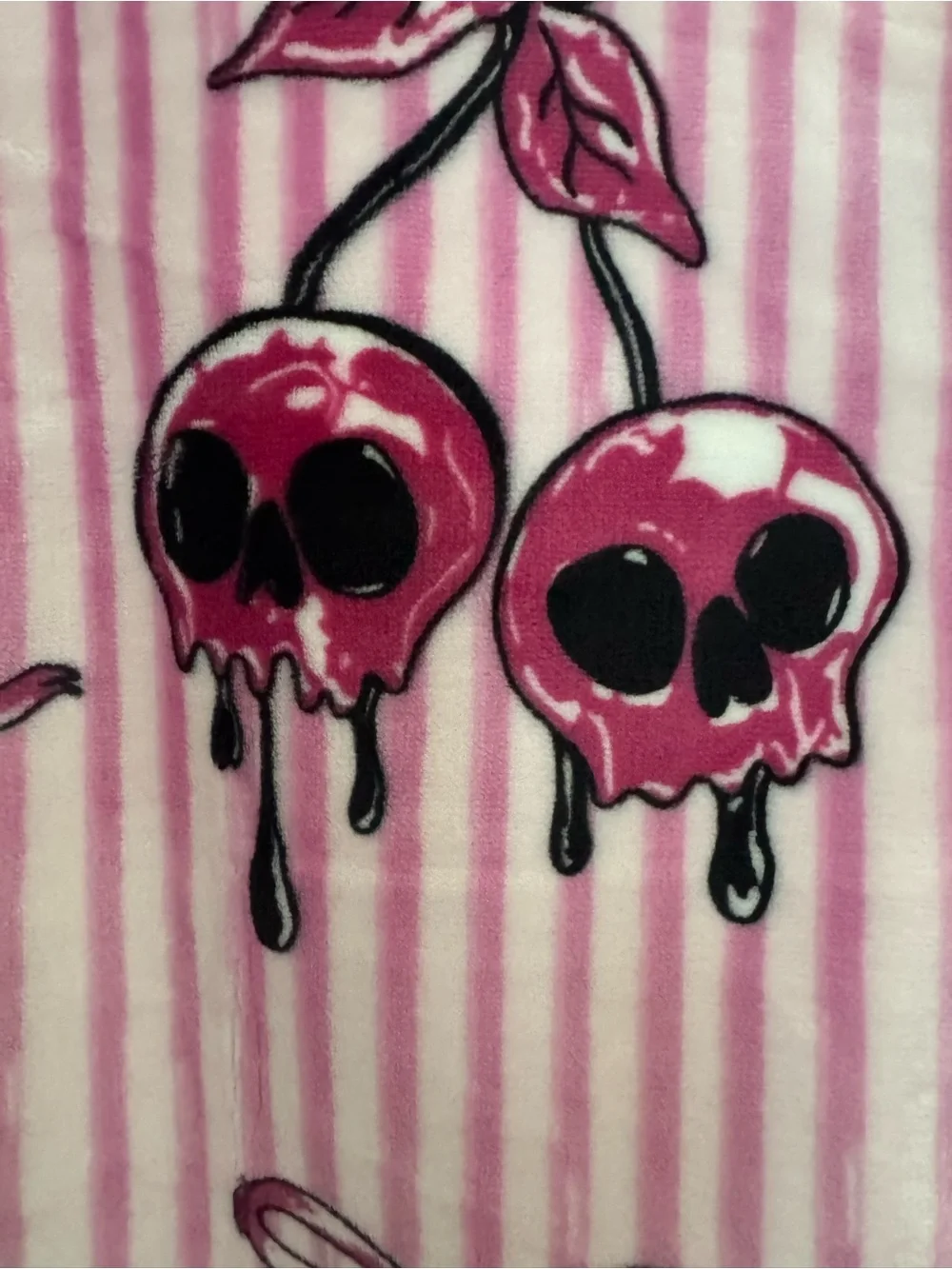 Cherry skull reversible throw and cherry skull pillow set BNWT